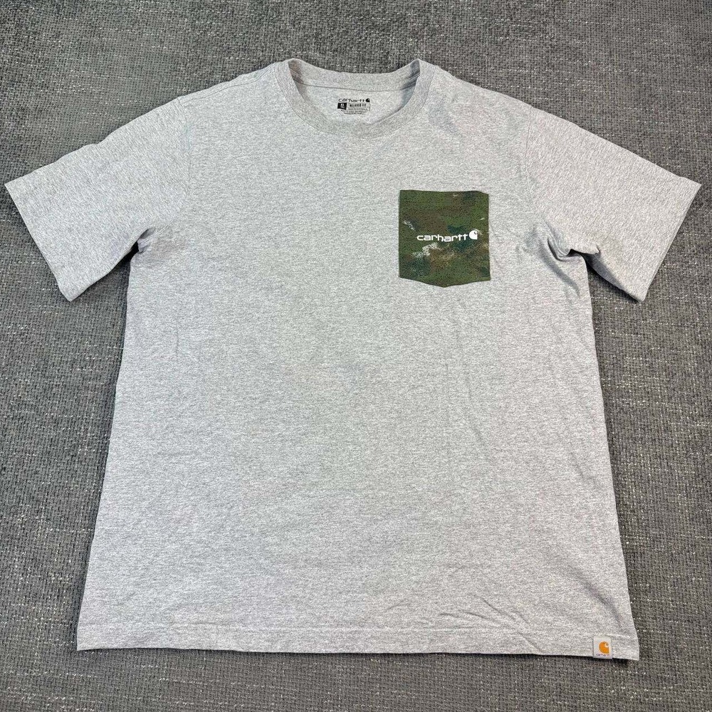 Carhartt Pocket T-Shirt Mens XL Gray Camo Relaxed Fit Workwear Tee